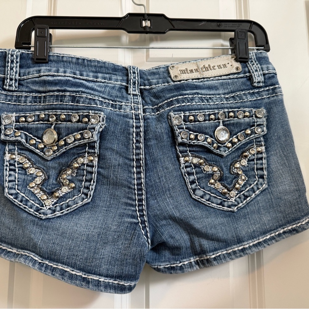 Miss Chic Jeans Blue Jean Shorts with Silver Accents